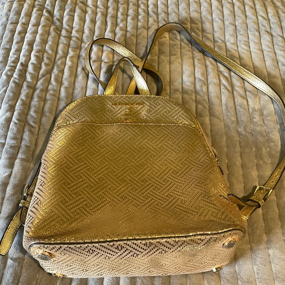 Michael Michael Kors Adele Leather Backpack - Gold